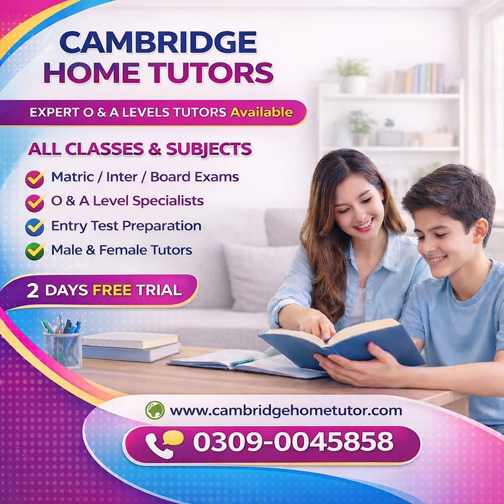 Trusted home tutors in Scheme 33 Karachi for school and college students Trusted home tutors in Scheme 33, Karachi provide support for O Level, A Level, Matric, Intermediate, and primary classes. Experienced Home Tutors in Karachi deliver personalized Home Tuition in Karachi to improve concepts, grades, and exam preparation at home.